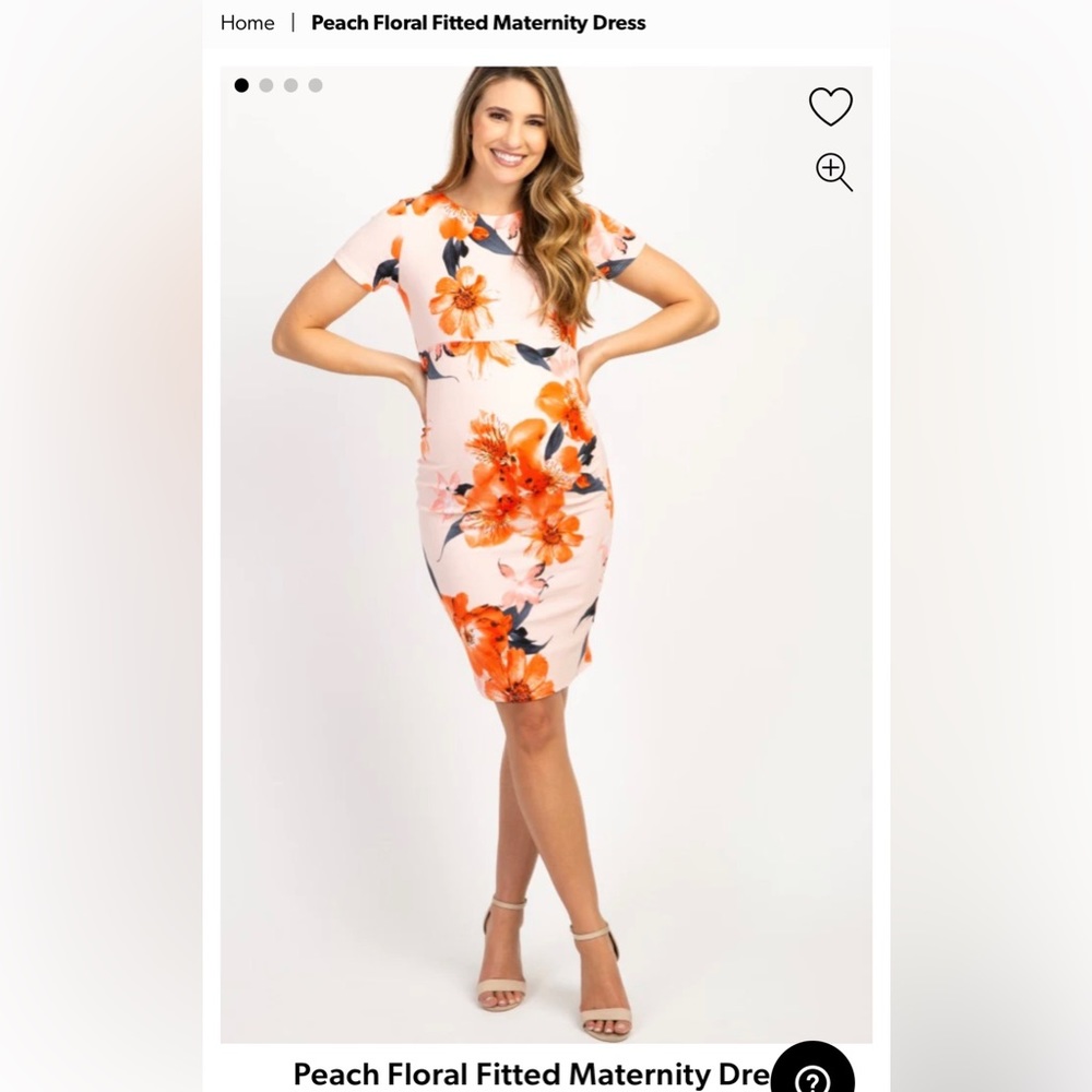 PinkBlush Peach floral fitted maternity dress